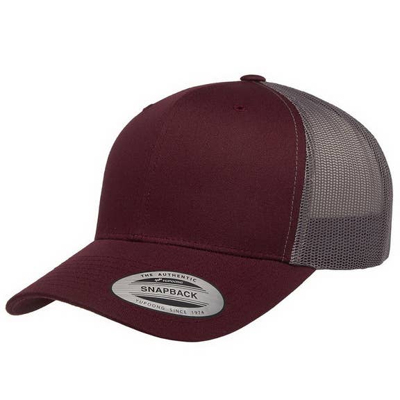Basically a Detective Trucker Hat Burgundy and Grey