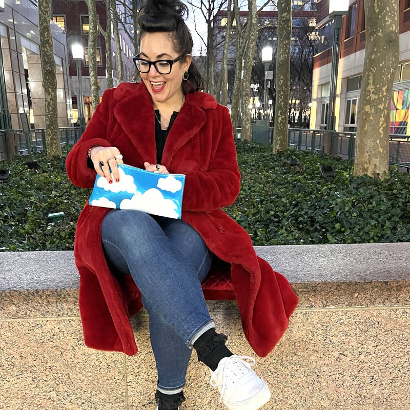 Dreamy Sky Blue & White Glitter Cloud Clutch