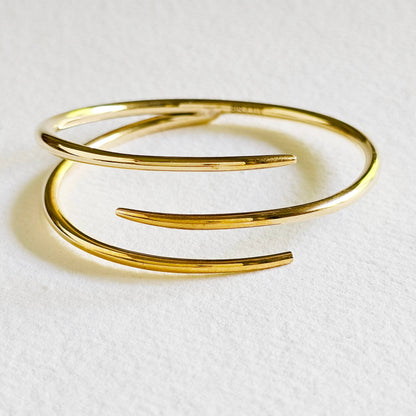 Brass cuff bracelet double spike wrap