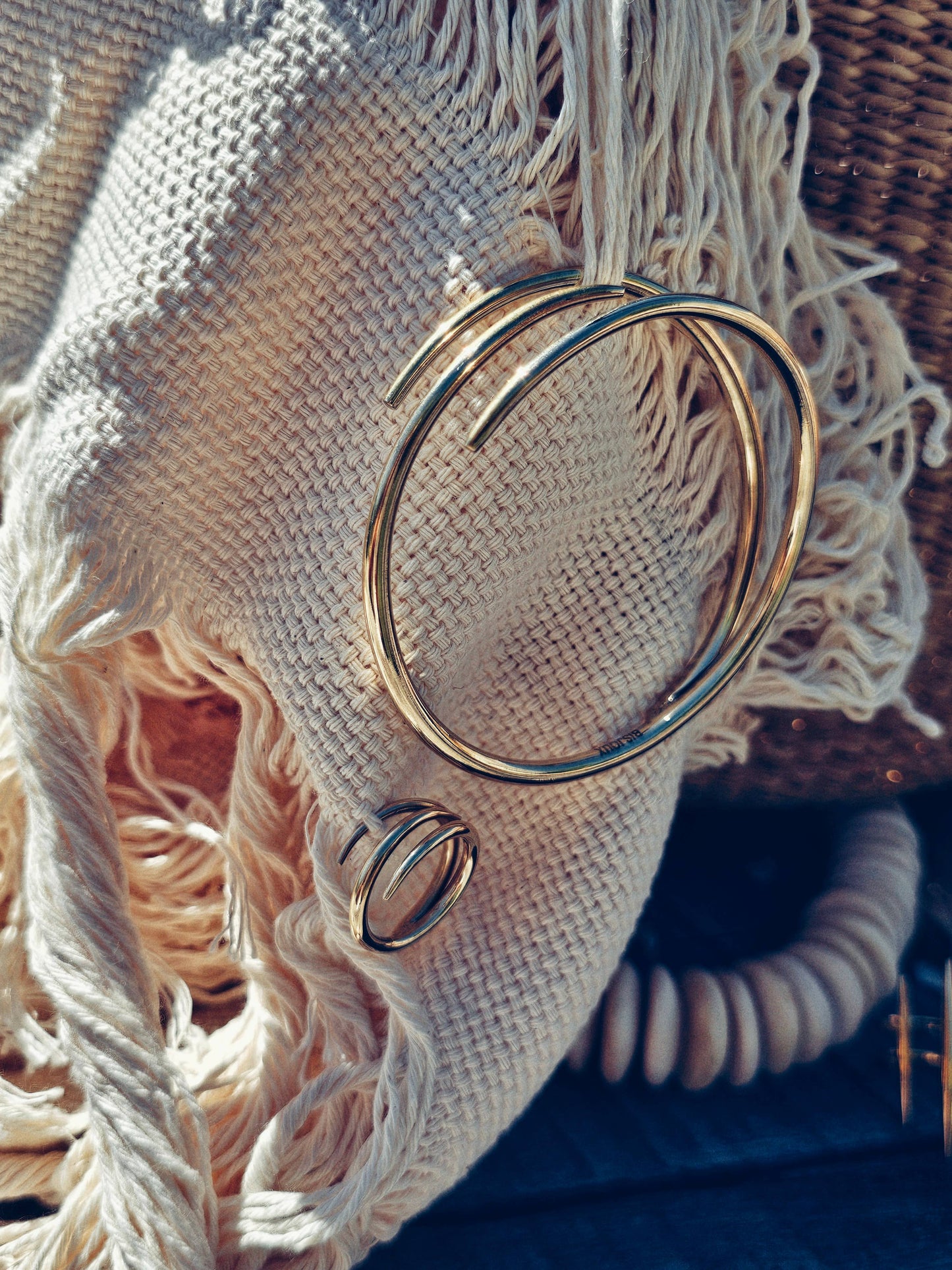 Brass cuff bracelet double spike wrap