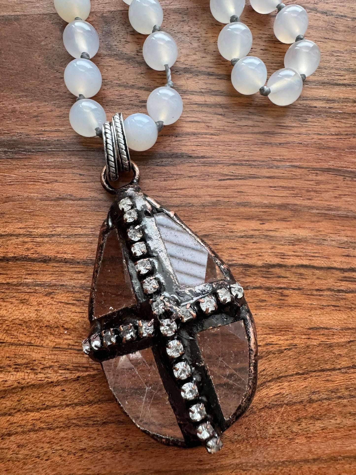 Moonstone Cross Pendant Necklace