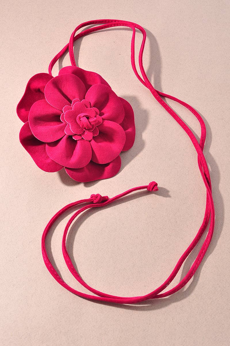 Flower Wrap Belt in Fuchsia