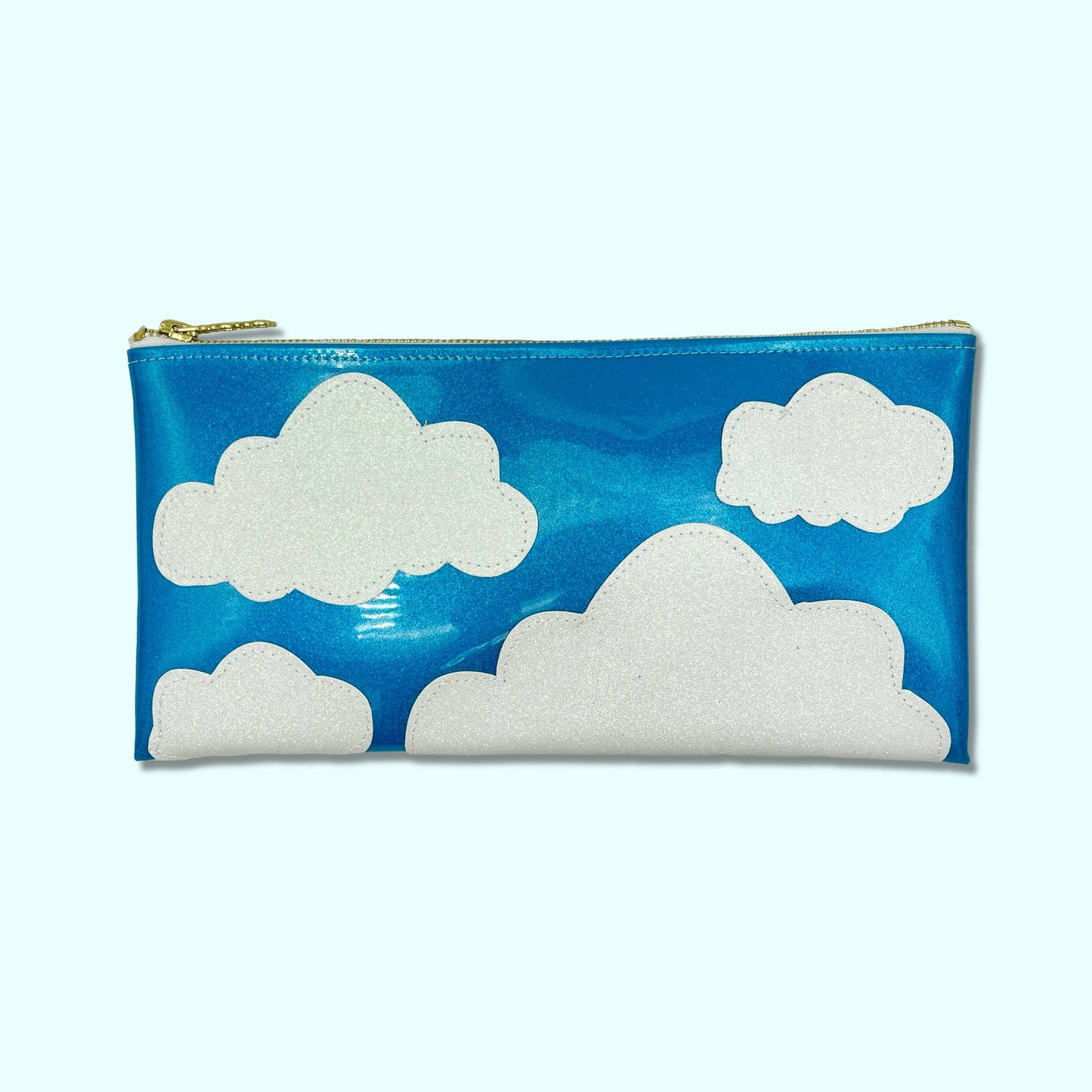 Dreamy Sky Blue & White Glitter Cloud Clutch
