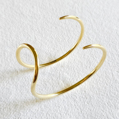 Brass cuff bracelet double spike wrap