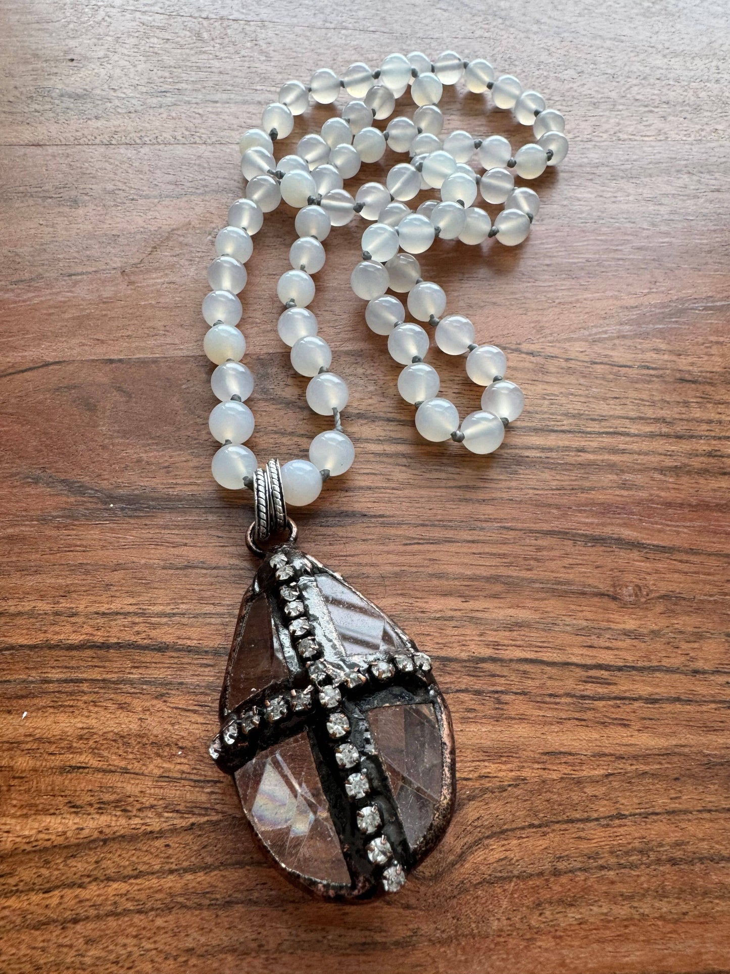 Moonstone Cross Pendant Necklace