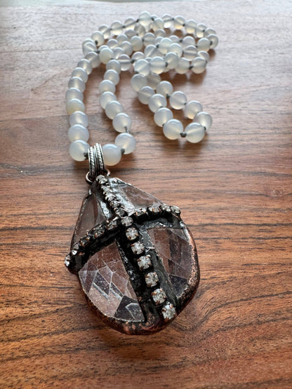 Moonstone Cross Pendant Necklace