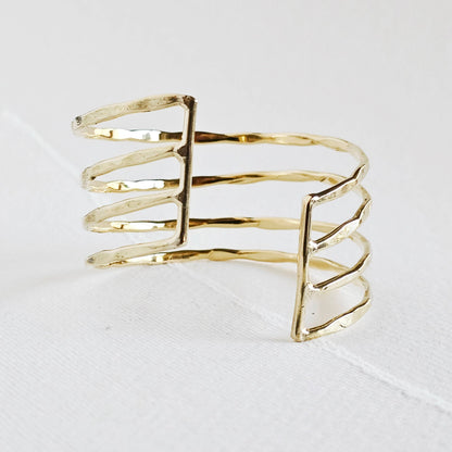 Brass multi layered wire cuff bracelet bohemian style