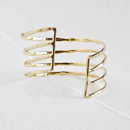 Brass multi layered wire cuff bracelet bohemian style