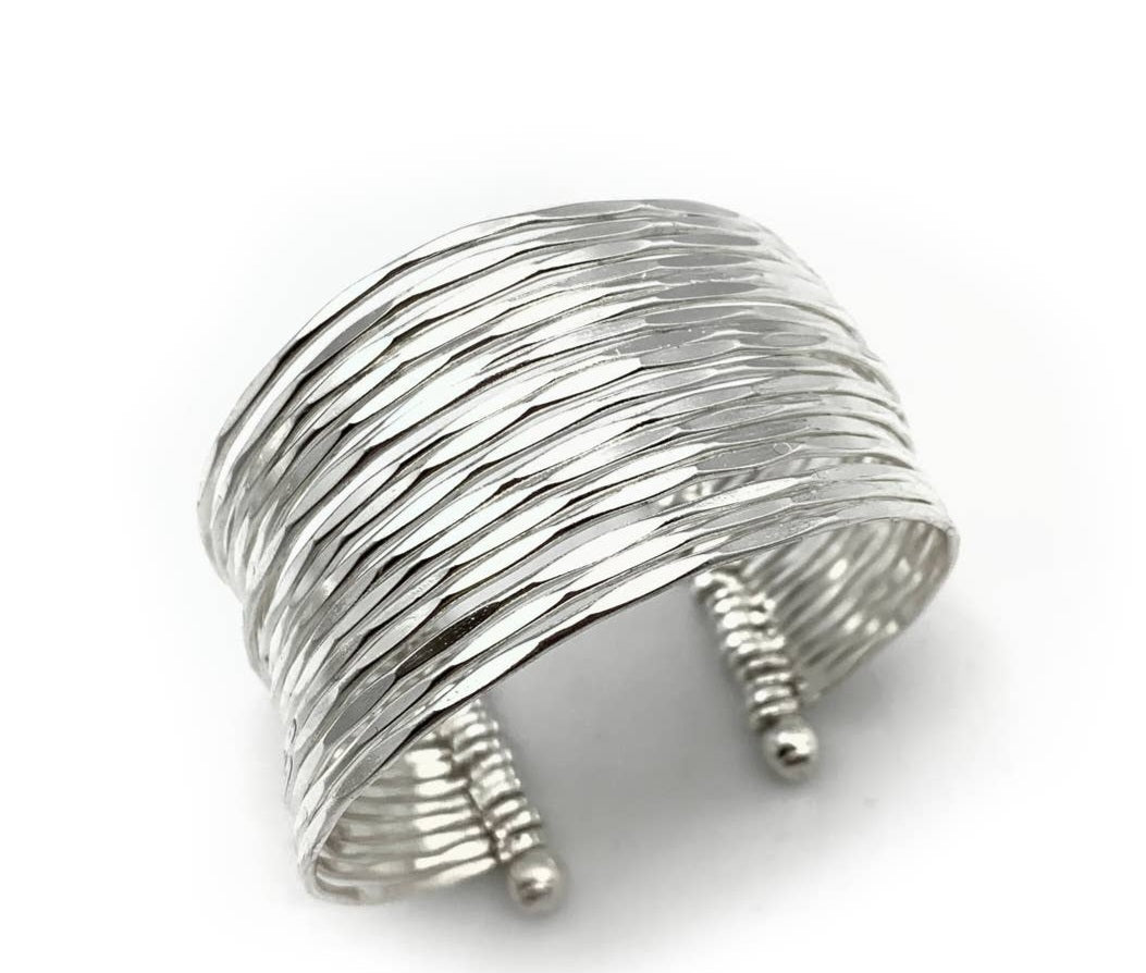 Hammered Silver Plate Cuff Bracelet