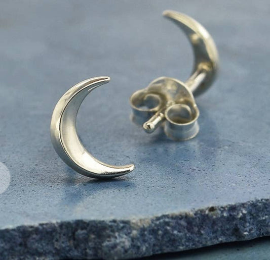 Sterling Silver Crescent Moon Post Earrings