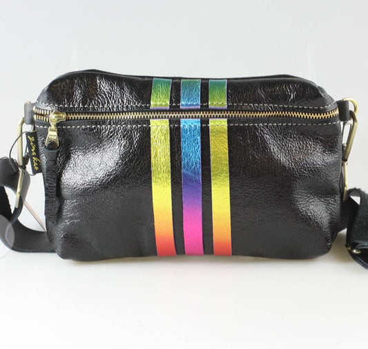 Jet and Ombre' Rainbow Leather Hip/Cross Body Bag