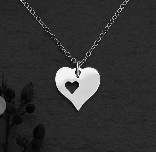 Sterling Silver Cut Out Heart Necklace