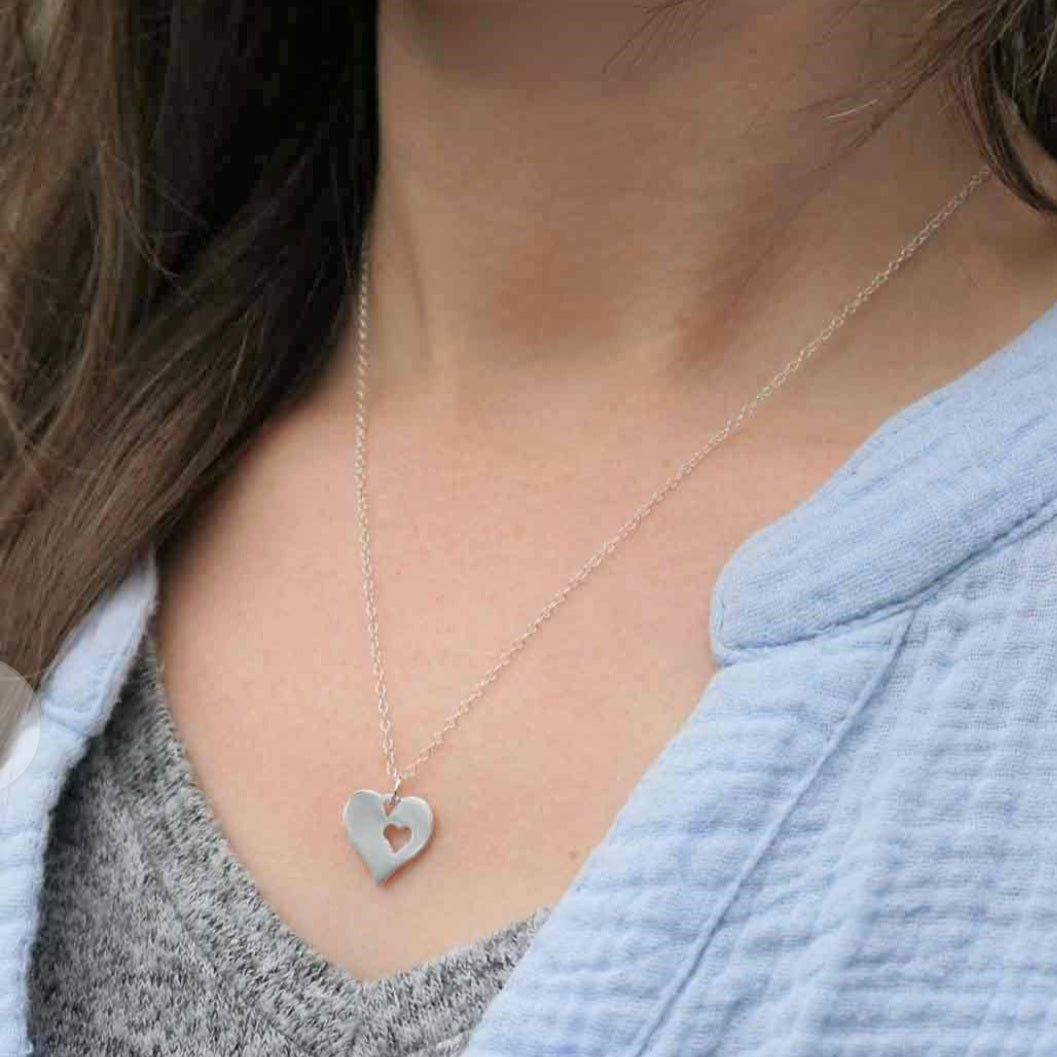 Sterling Silver Cut Out Heart Necklace