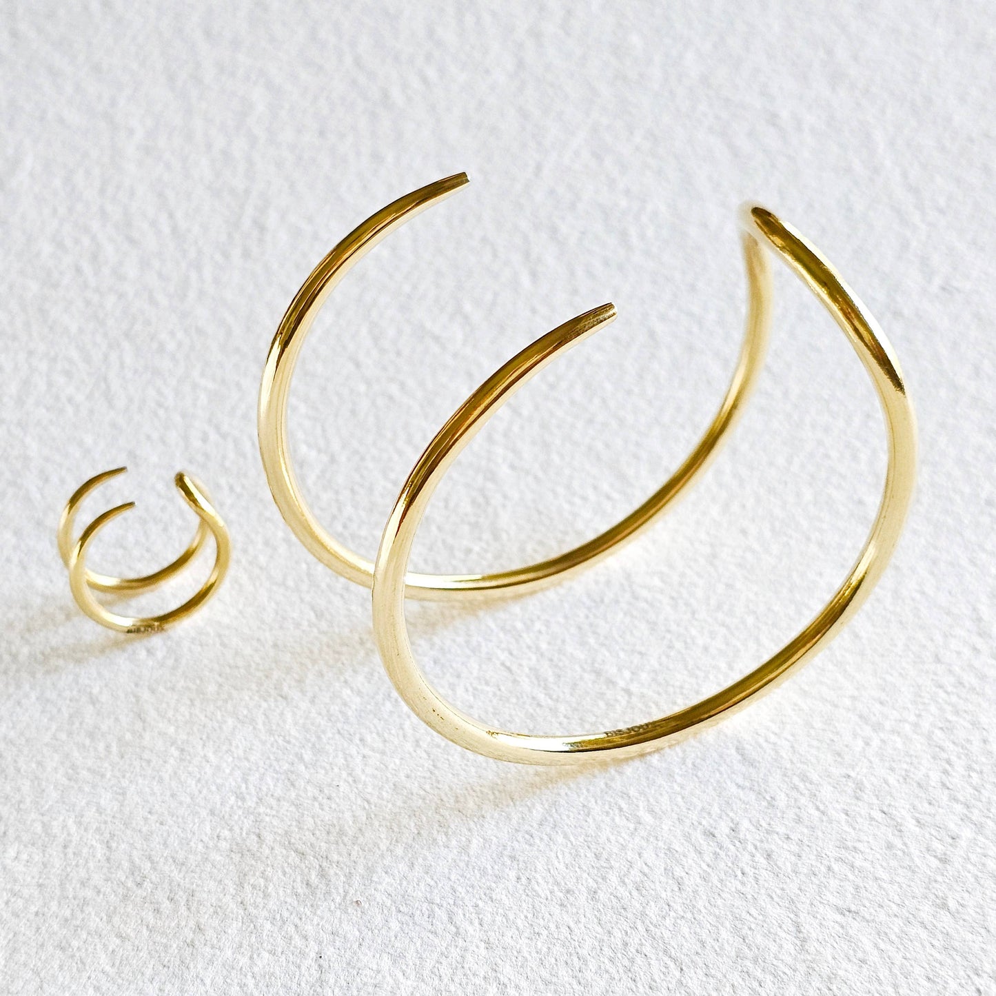 Brass cuff bracelet double spike wrap