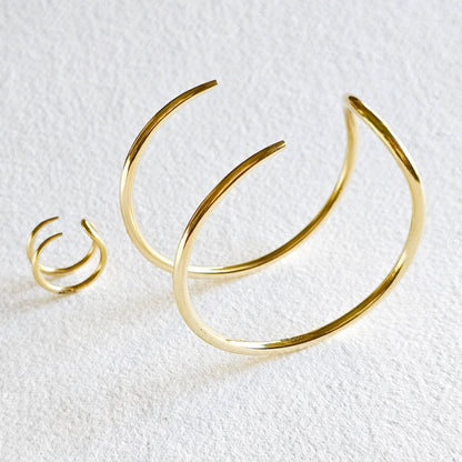 Brass cuff bracelet double spike wrap