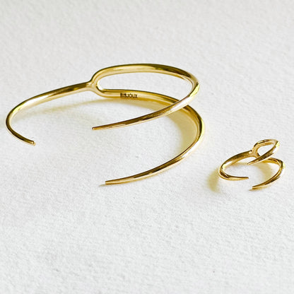 Brass cuff bracelet triple spike wrap