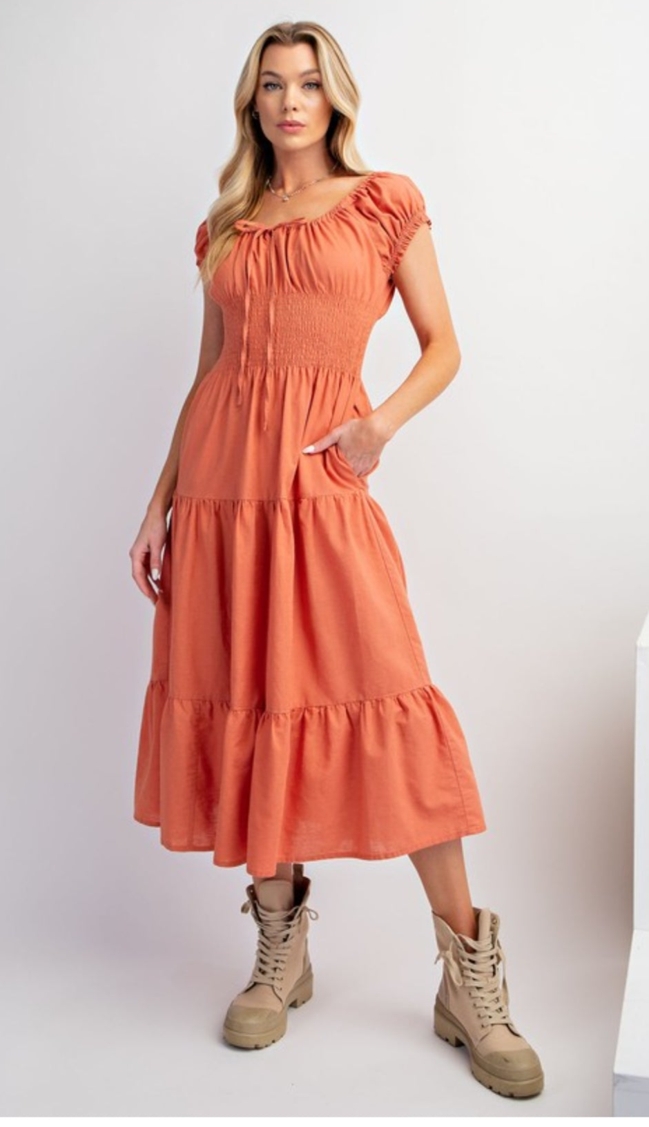 Terracotta Cotton Linen Dress