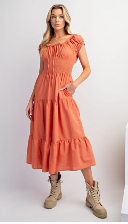 Terracotta Cotton Linen Dress