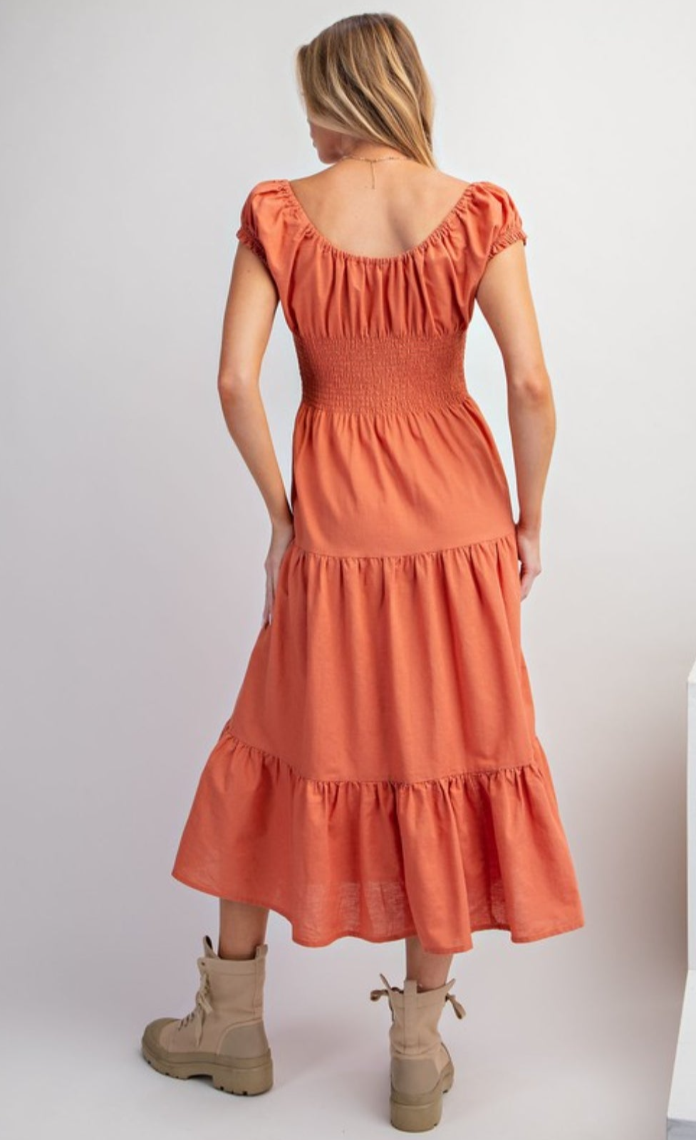 Terracotta Cotton Linen Dress